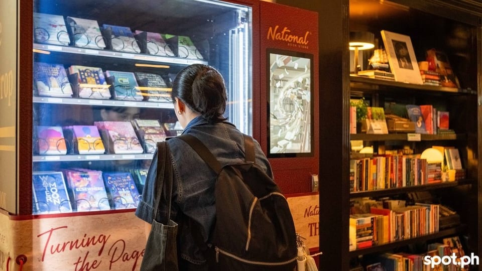national book store book vending machine and open shelf